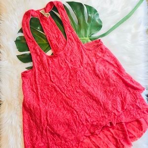 Free People Rose Pink Racerback Tank Top w/Beading